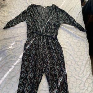 3/4 sleeve jumpsuit with pockets